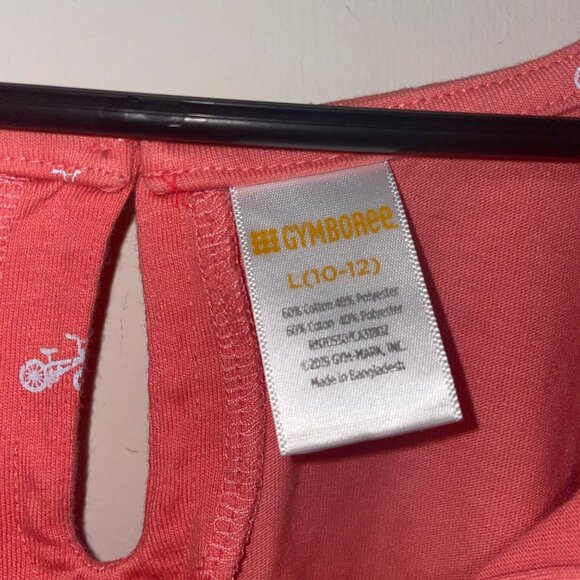 Girls Coral Bike-Print Romper With Flutter Sleeves & Button Keyhole Back - Picture 7 of 8